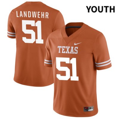 Texas Longhorns Youth #51 Marshall Landwehr Authentic Orange NIL 2022 College Football Jersey VBP56P2D